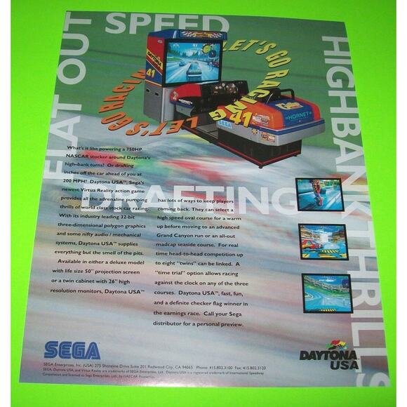 Daytona USA Arcade FLYER Original NOS Video Game Auto Racing Version 2 Vintage - Picture 1 of 2